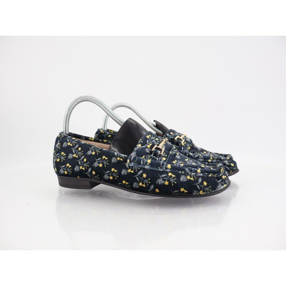 CAbi 6005 Womens 7 M Carnaby Loafer Blue Velvet Floral Gold Bit Slip On